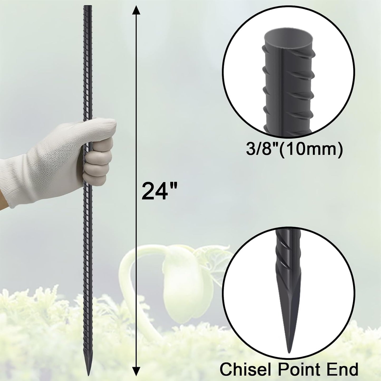 Straight Rebar Stakes 24 Inch Ground Concrete Form Stakes Heavy Duty