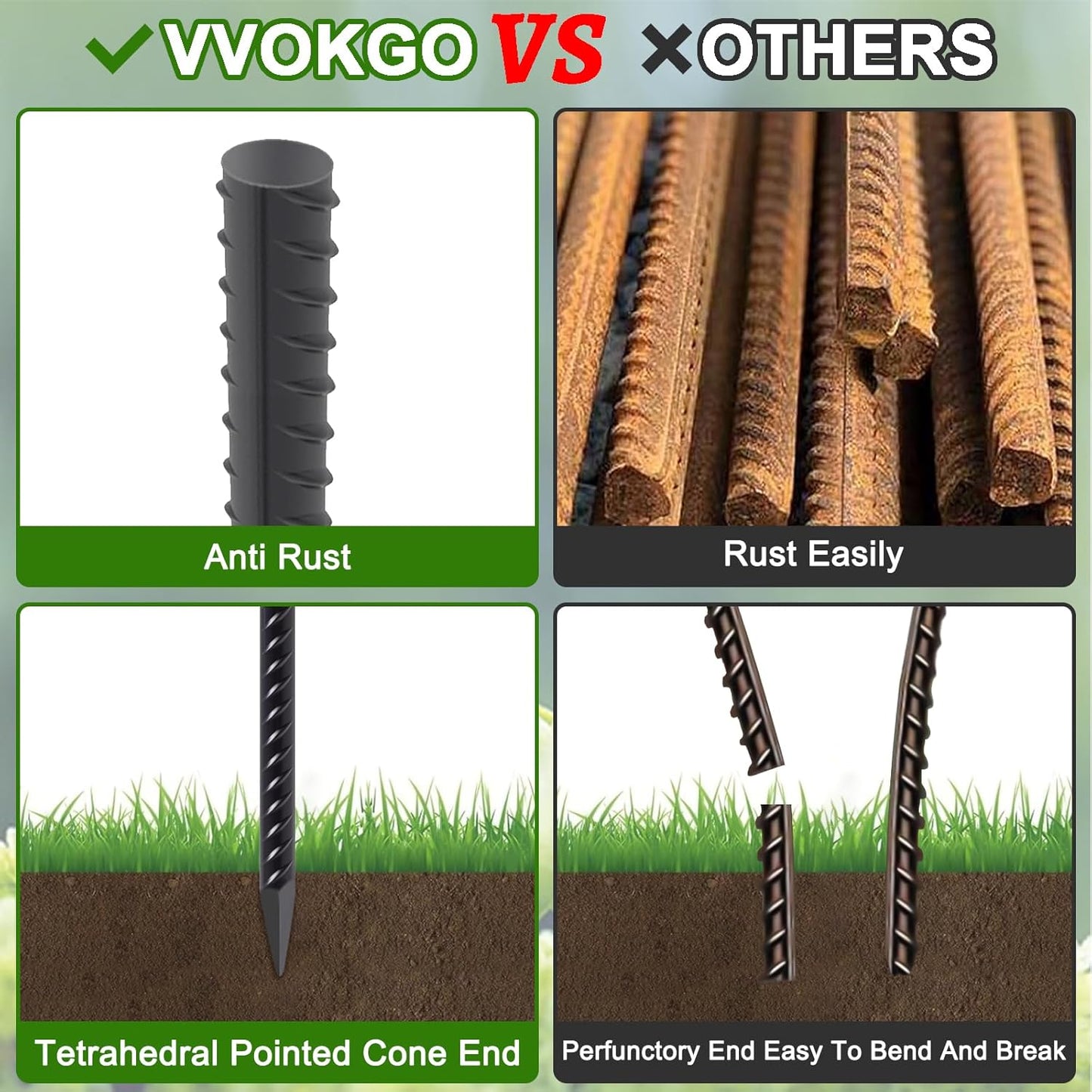 Straight Rebar Stakes 24 Inch Ground Concrete Form Stakes Heavy Duty