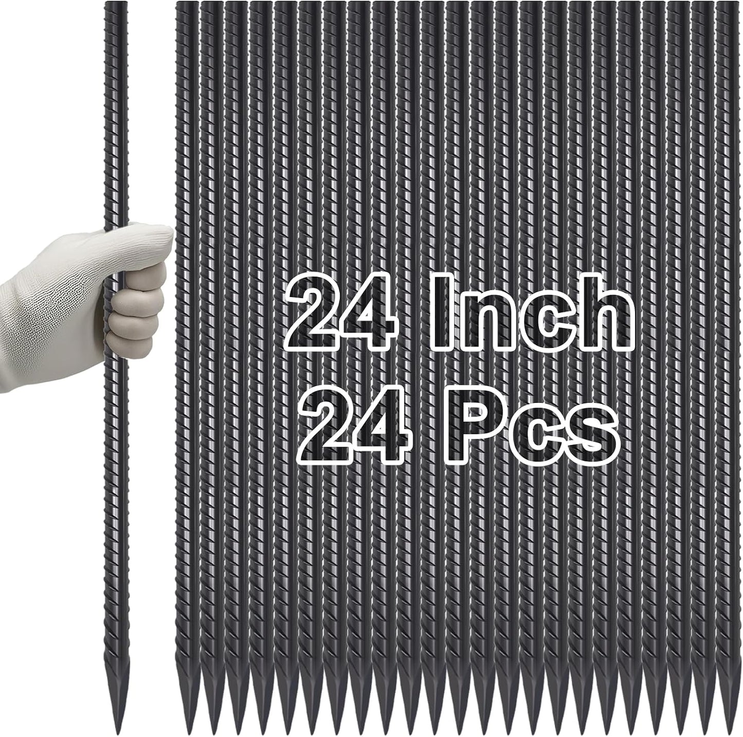 Straight Rebar Stakes 24 Inch Ground Concrete Form Stakes Heavy Duty