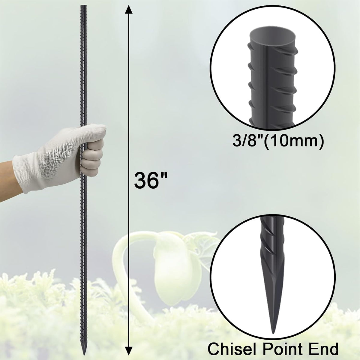 Straight Rebar Stakes 24 Inch Ground Concrete Form Stakes Heavy Duty
