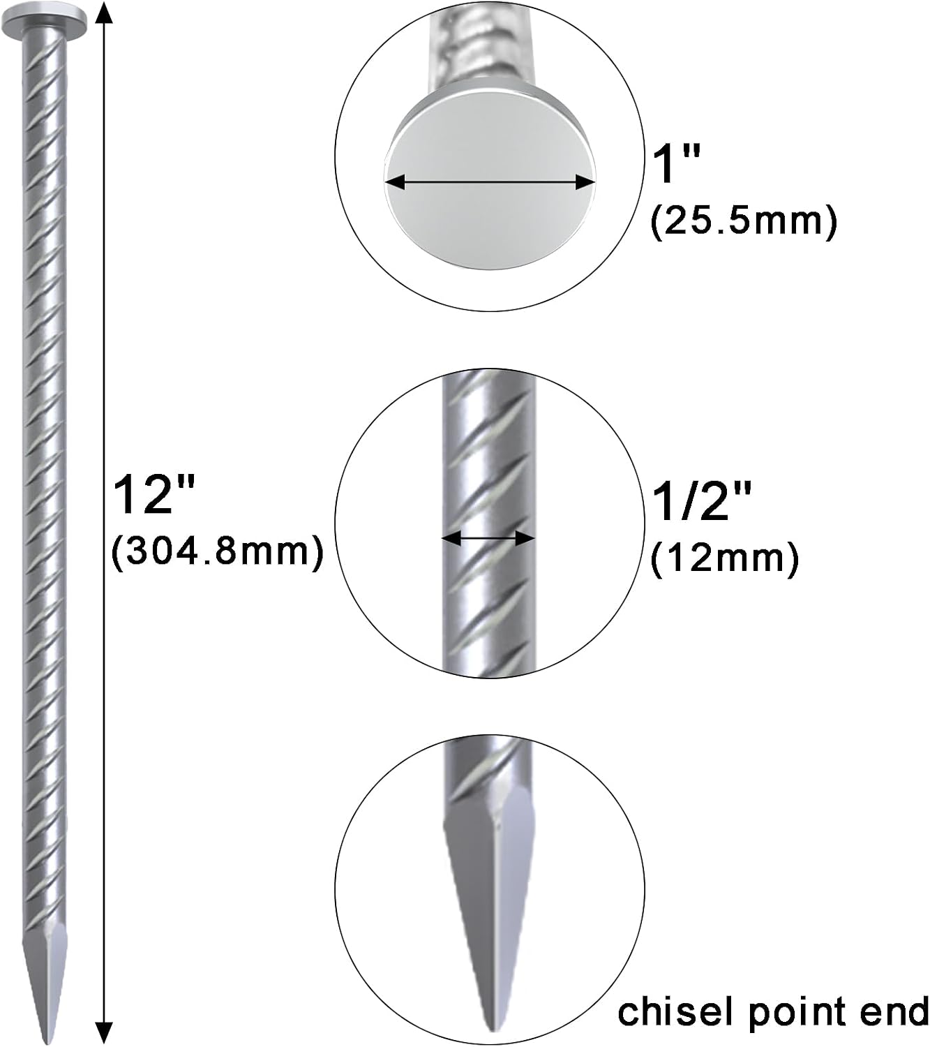 Straight Rebar Stakes 24 Inch Ground Concrete Form Stakes Heavy Duty