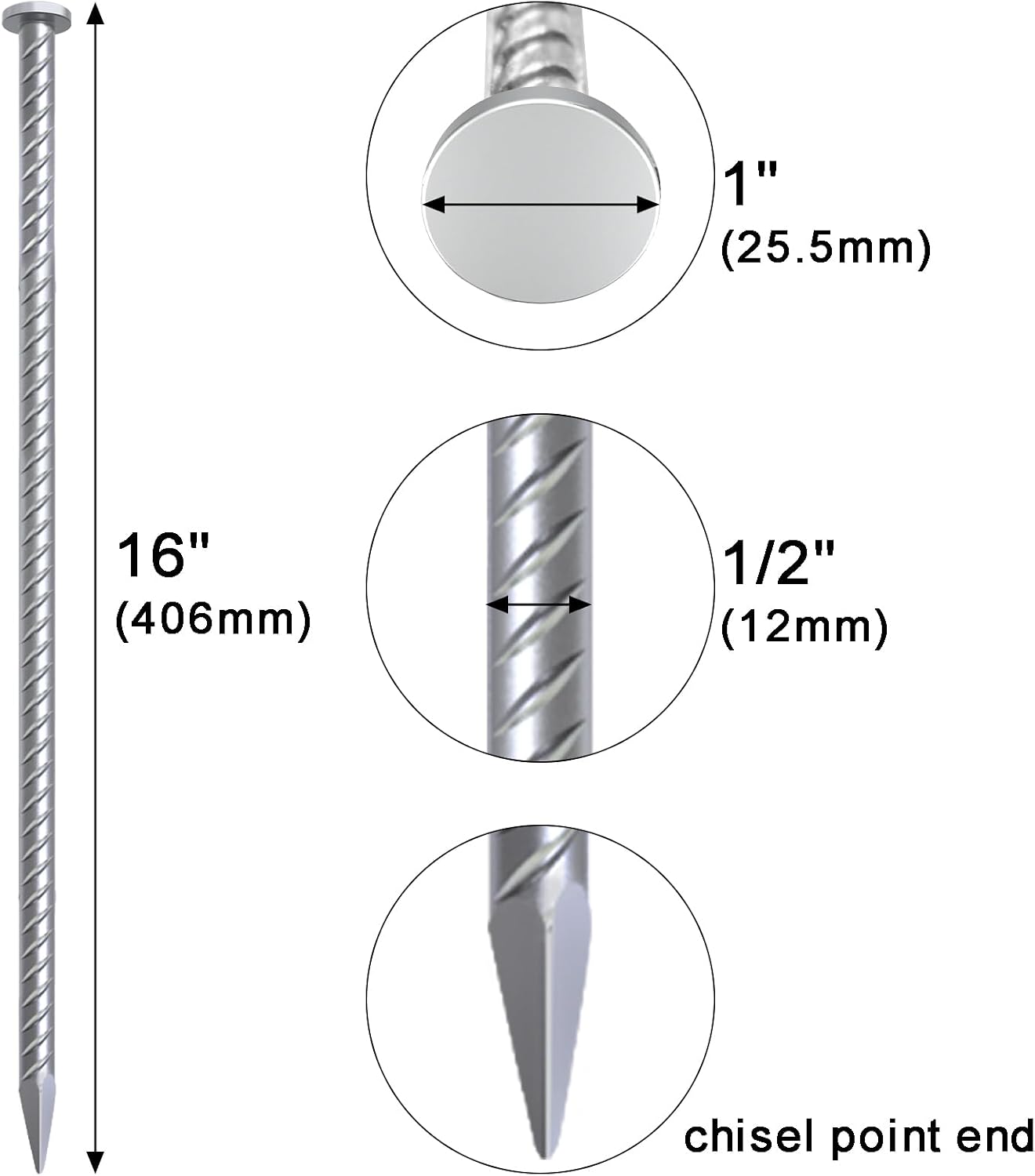 Straight Rebar Stakes 24 Inch Ground Concrete Form Stakes Heavy Duty