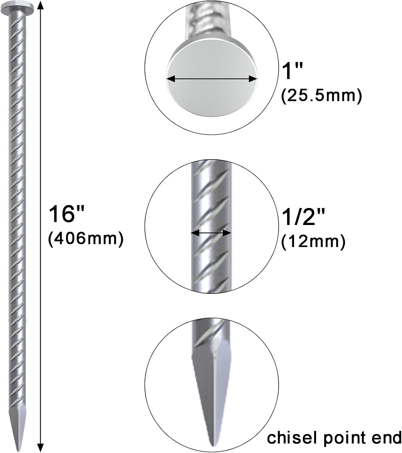 Straight Rebar Stakes 24 Inch Ground Concrete Form Stakes Heavy Duty