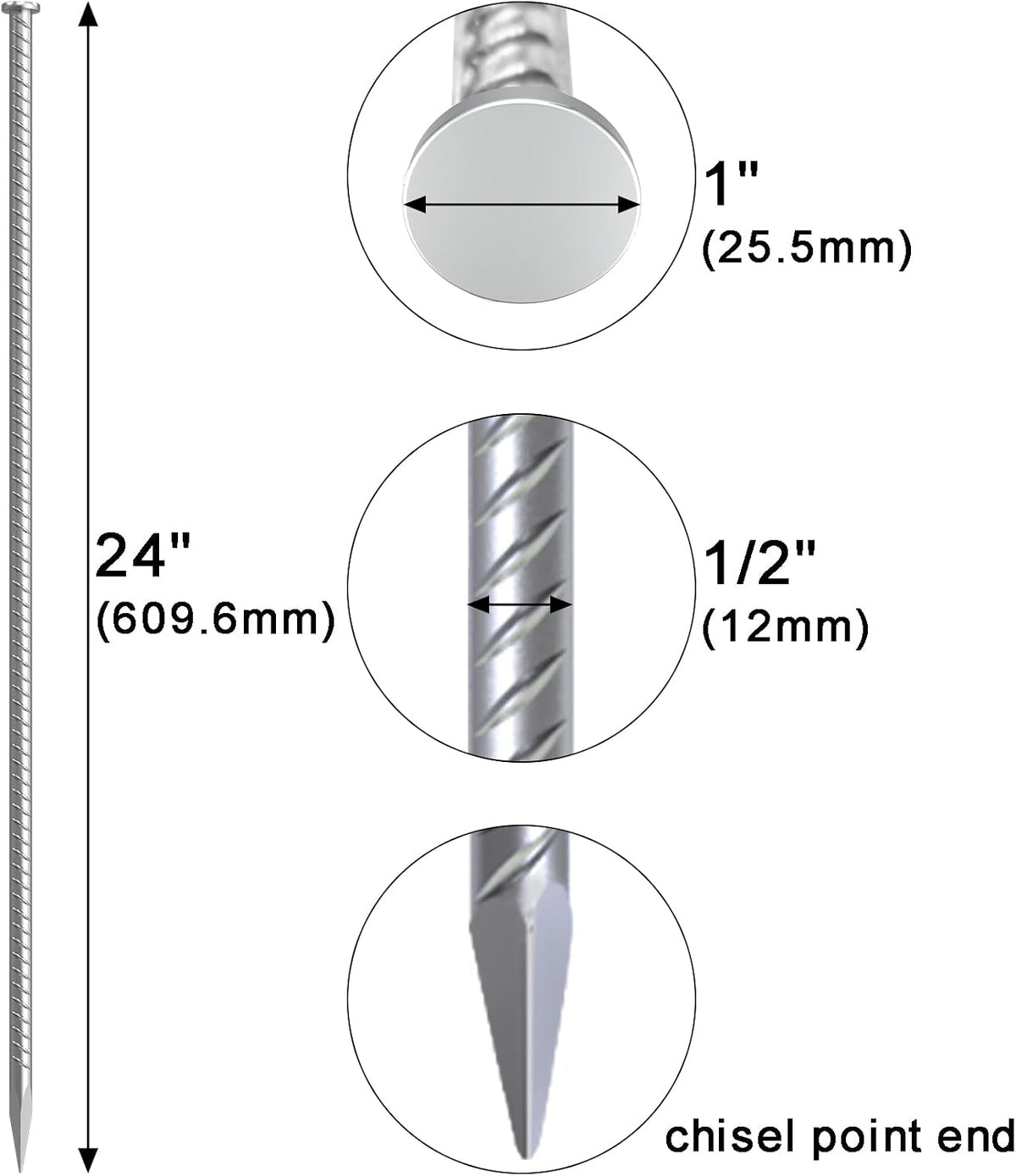Straight Rebar Stakes 24 Inch Ground Concrete Form Stakes Heavy Duty