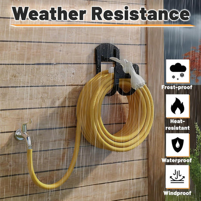 Garden Hose Holder Wall Mount - Metal Water Hose Hanger for Outside, Durable Hose Hook for Garden Garage Yard Storage (Black-1PC)