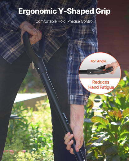 Garden Fork, 4-Tine Gardening Pitchfork with Fiberglass Handle, 45 in Heavy Duty Digging Fork with Y Grip, Forged Steel Spading Fork for Hay Potato Composting Transplanting Aeration