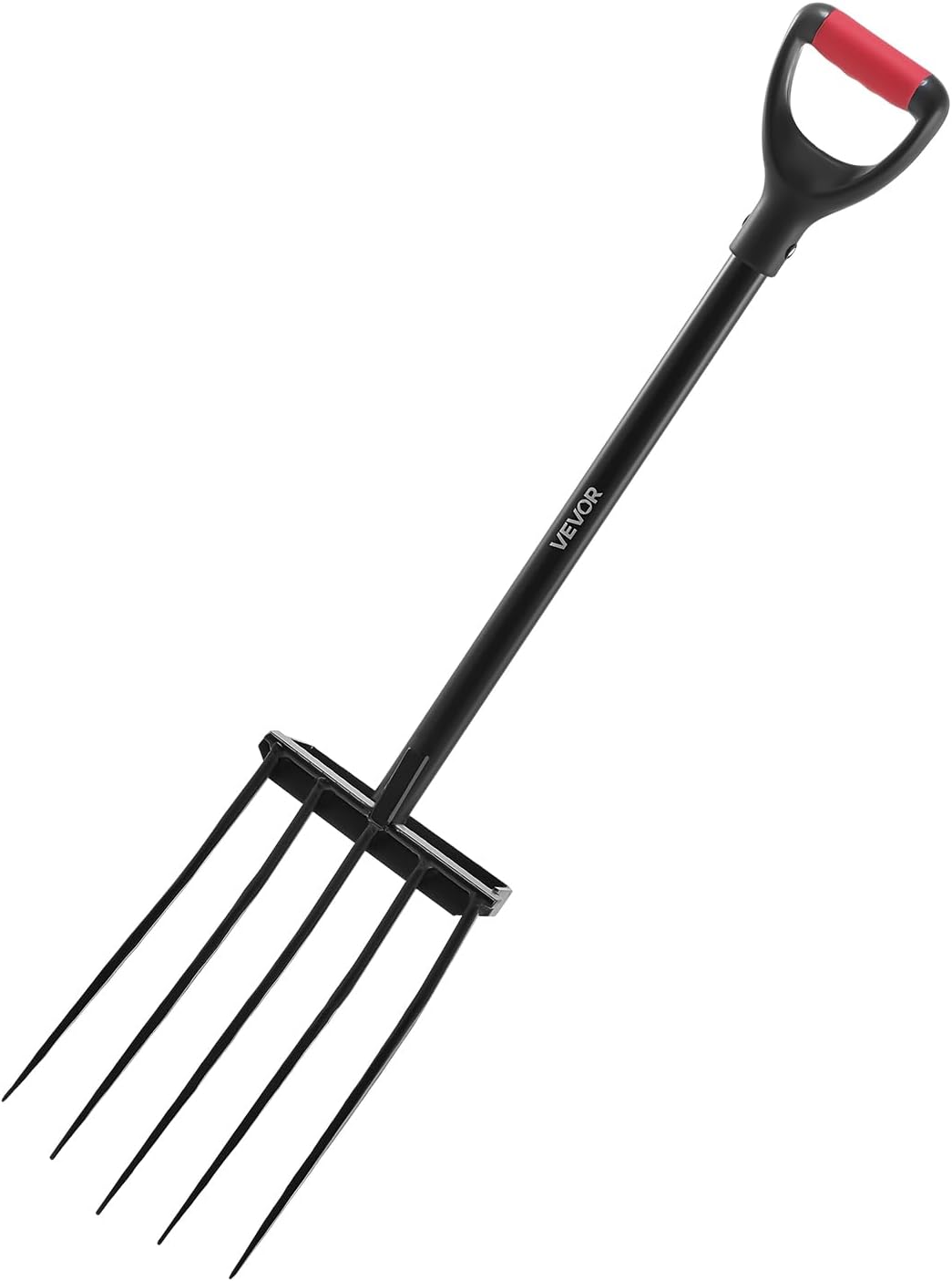 Garden Fork, 4-Tine Gardening Pitchfork with Fiberglass Handle, 45 in Heavy Duty Digging Fork with Y Grip, Forged Steel Spading Fork for Hay Potato Composting Transplanting Aeration