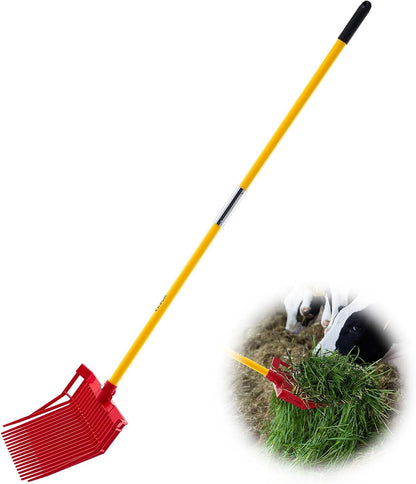 Garden Fork, 4-Tine Gardening Pitchfork with Fiberglass Handle, 45 in Heavy Duty Digging Fork with Y Grip, Forged Steel Spading Fork for Hay Potato Composting Transplanting Aeration