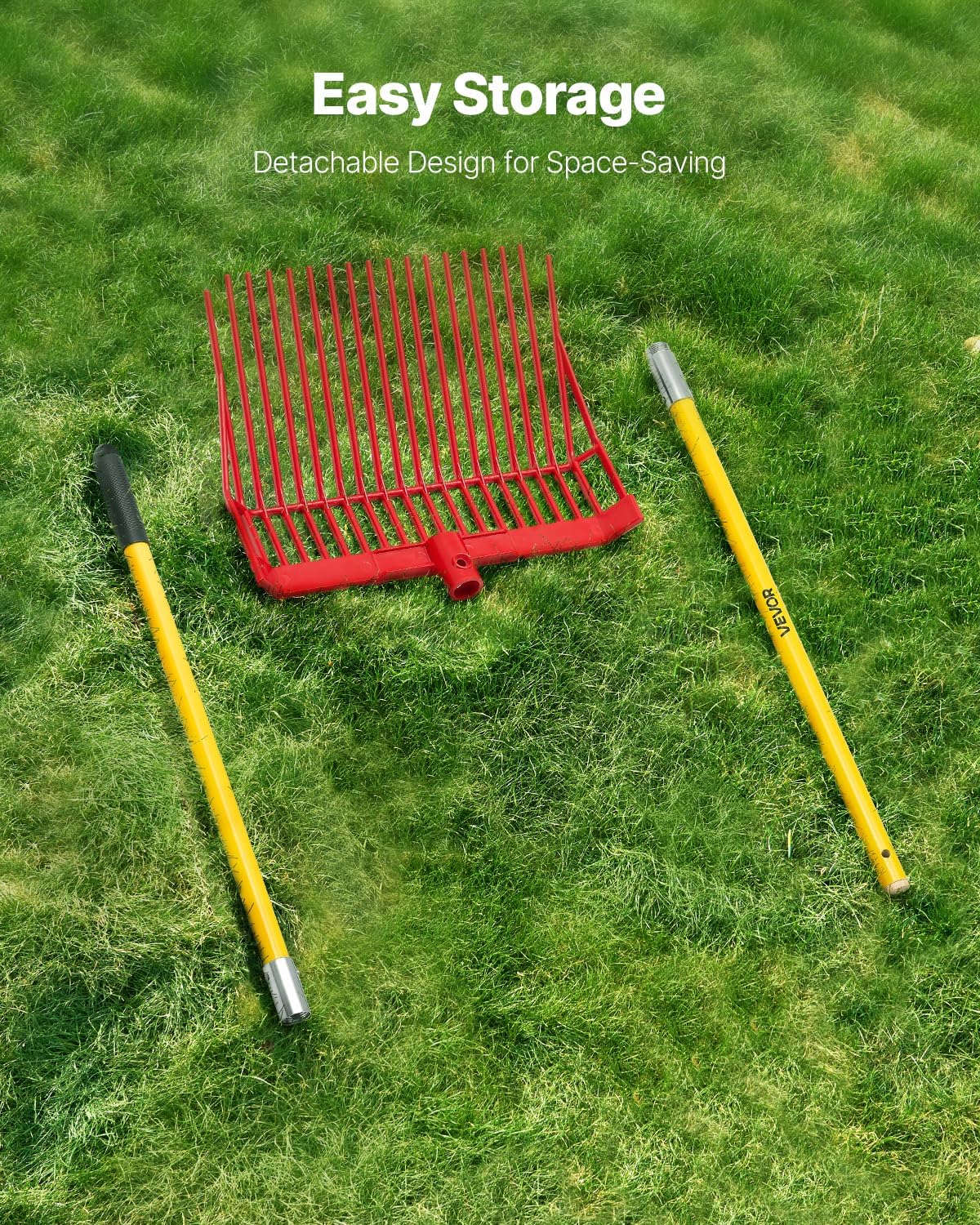 Garden Fork, 4-Tine Gardening Pitchfork with Fiberglass Handle, 45 in Heavy Duty Digging Fork with Y Grip, Forged Steel Spading Fork for Hay Potato Composting Transplanting Aeration