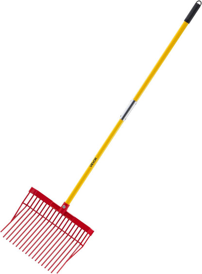 Garden Fork, 4-Tine Gardening Pitchfork with Fiberglass Handle, 45 in Heavy Duty Digging Fork with Y Grip, Forged Steel Spading Fork for Hay Potato Composting Transplanting Aeration