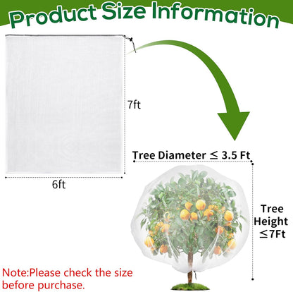 1 Pack 6.9 x 8.5 ft Fruit Tree Netting Covers with Drawstring