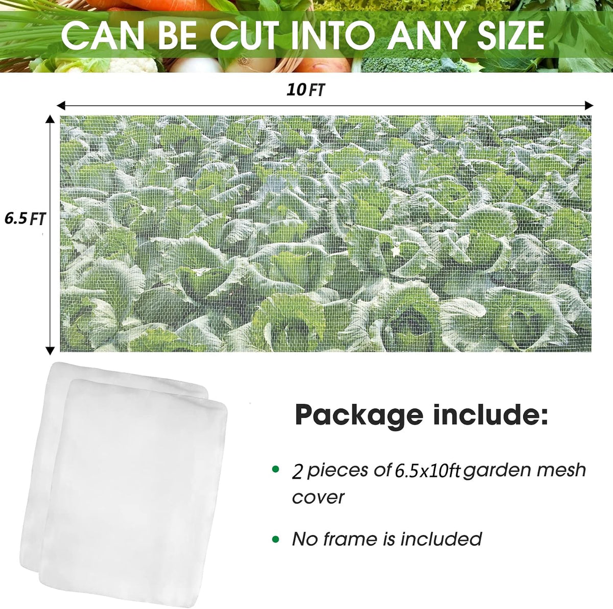 67 Pcs Garden Netting Kit, 10x25 Ft Ultra Mosquito Bird Netting with 6 Hoops & 12 Clips, Fruit Tree Netting for Patio Raised Beds Vegetable Flowers Protection Barrier