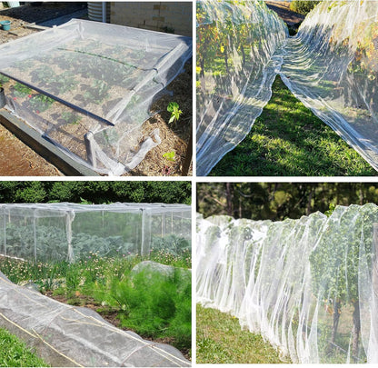 67 Pcs Garden Netting Kit, 10x25 Ft Ultra Mosquito Bird Netting with 6 Hoops & 12 Clips, Fruit Tree Netting for Patio Raised Beds Vegetable Flowers Protection Barrier