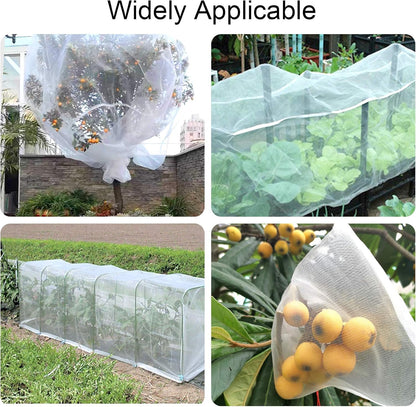 67 Pcs Garden Netting Kit, 10x25 Ft Ultra Mosquito Bird Netting with 6 Hoops & 12 Clips, Fruit Tree Netting for Patio Raised Beds Vegetable Flowers Protection Barrier