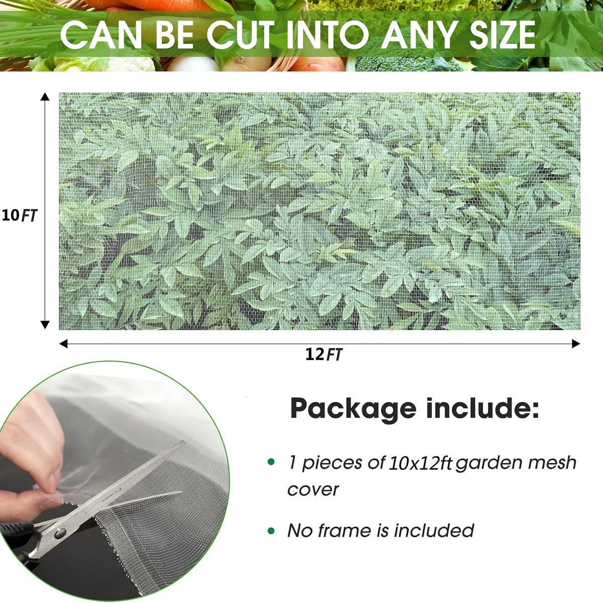 67 Pcs Garden Netting Kit, 10x25 Ft Ultra Mosquito Bird Netting with 6 Hoops & 12 Clips, Fruit Tree Netting for Patio Raised Beds Vegetable Flowers Protection Barrier