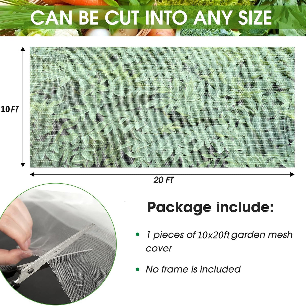 67 Pcs Garden Netting Kit, 10x25 Ft Ultra Mosquito Bird Netting with 6 Hoops & 12 Clips, Fruit Tree Netting for Patio Raised Beds Vegetable Flowers Protection Barrier