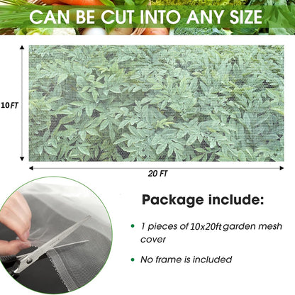 67 Pcs Garden Netting Kit, 10x25 Ft Ultra Mosquito Bird Netting with 6 Hoops & 12 Clips, Fruit Tree Netting for Patio Raised Beds Vegetable Flowers Protection Barrier