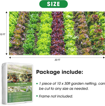 67 Pcs Garden Netting Kit, 10x25 Ft Ultra Mosquito Bird Netting with 6 Hoops & 12 Clips, Fruit Tree Netting for Patio Raised Beds Vegetable Flowers Protection Barrier