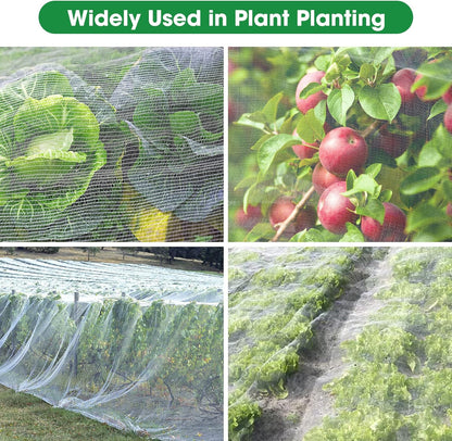 67 Pcs Garden Netting Kit, 10x25 Ft Ultra Mosquito Bird Netting with 6 Hoops & 12 Clips, Fruit Tree Netting for Patio Raised Beds Vegetable Flowers Protection Barrier