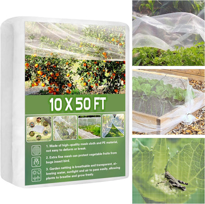67 Pcs Garden Netting Kit, 10x25 Ft Ultra Mosquito Bird Netting with 6 Hoops & 12 Clips, Fruit Tree Netting for Patio Raised Beds Vegetable Flowers Protection Barrier