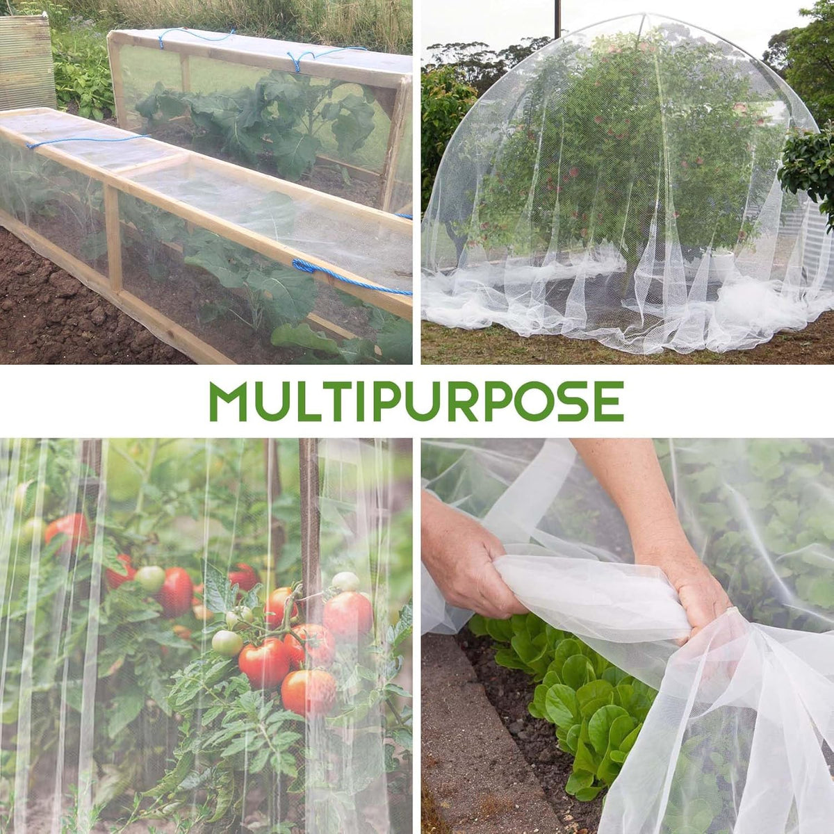67 Pcs Garden Netting Kit, 10x25 Ft Ultra Mosquito Bird Netting with 6 Hoops & 12 Clips, Fruit Tree Netting for Patio Raised Beds Vegetable Flowers Protection Barrier