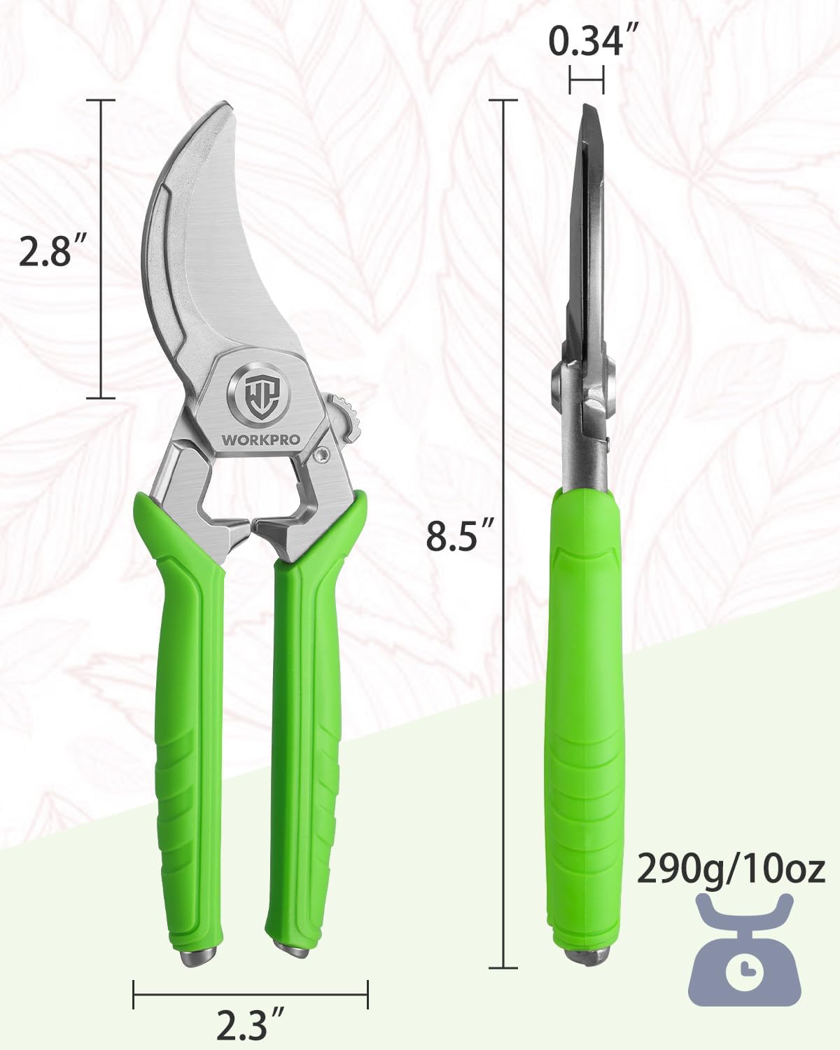8.5" Bypass Pruning Shears, Professional Forged Garden Shears