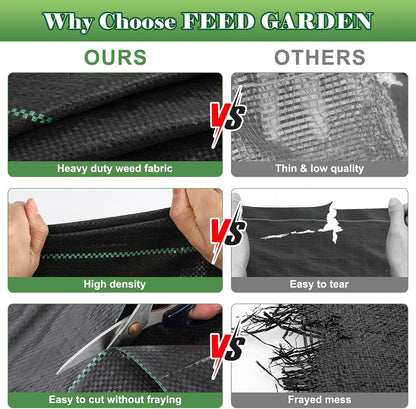 4FT x 100FT Landscape Fabric Weed Barrier Fabric, Heavy Duty 3.2oz Ground Cover Geotextile Fabric for Gardening, with 30 U-Shaped Stakes (2 Pack 4x50FT)
