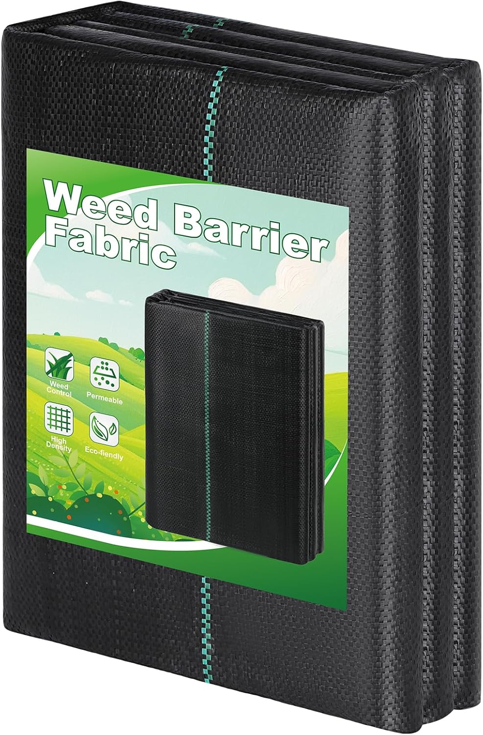4FT x 100FT Landscape Fabric Weed Barrier Fabric, Heavy Duty 3.2oz Ground Cover Geotextile Fabric for Gardening, with 30 U-Shaped Stakes (2 Pack 4x50FT)
