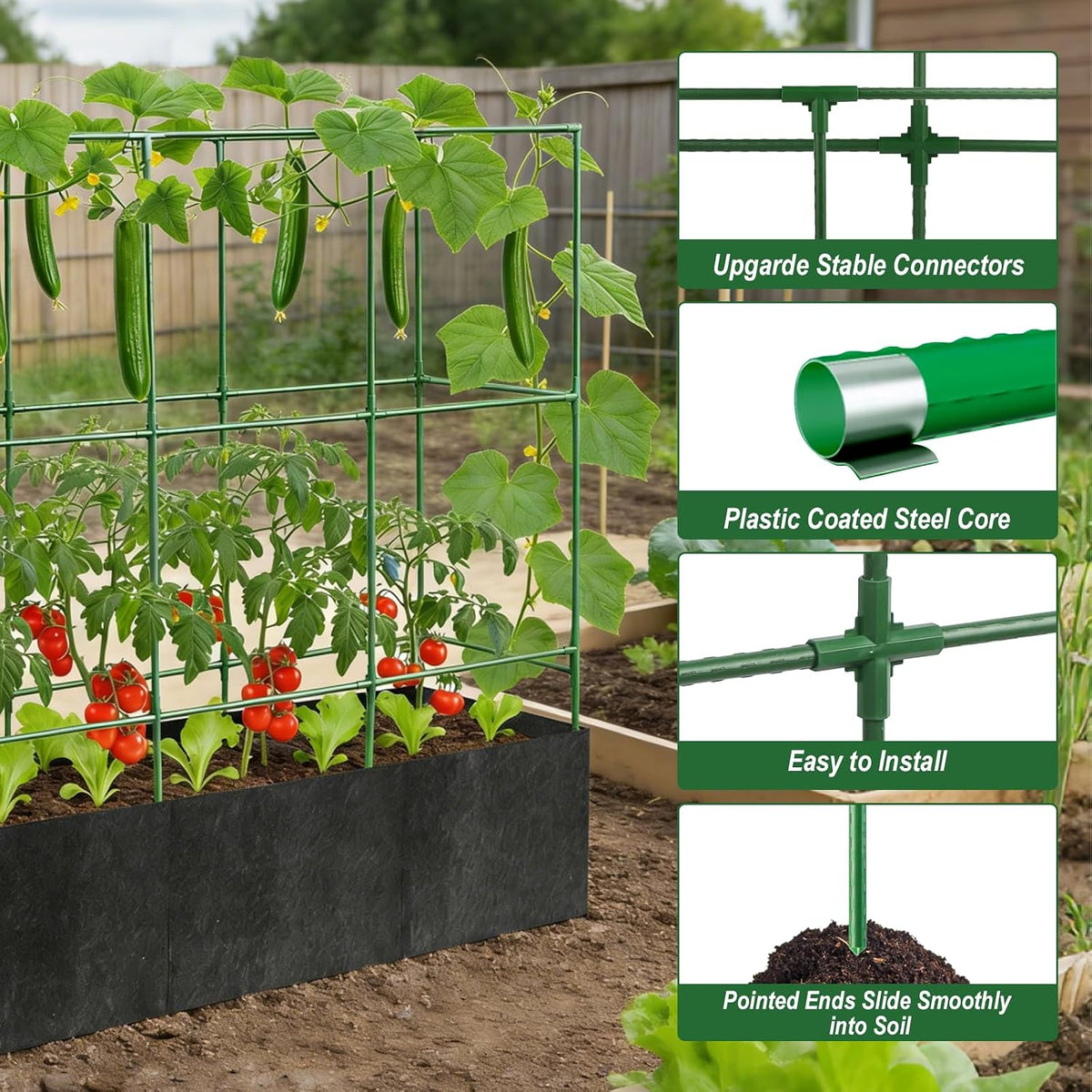 51x17x65Inch Tomato Cage for Garden - with 46 Gallon Grow Bags