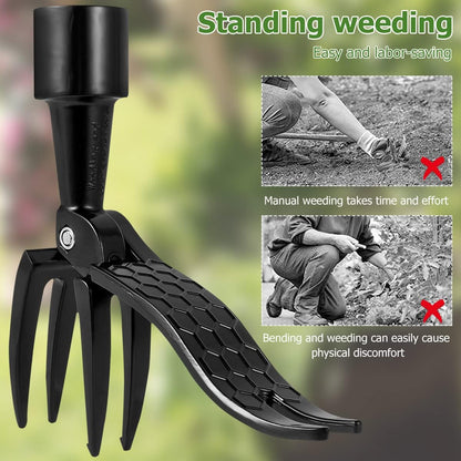 Weed Picker with Handle Stand Up Weed Puller Tool for Garden Adjustable Weeder Weed Removal with Non-Slip Metal Front Claws, Easy to Carry, No Squatting Needed