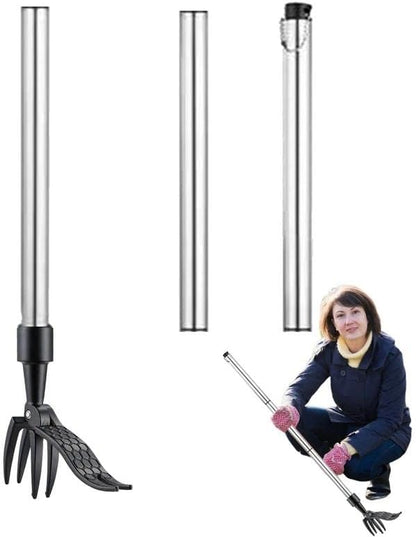 Weed Picker with Handle Stand Up Weed Puller Tool for Garden Adjustable Weeder Weed Removal with Non-Slip Metal Front Claws, Easy to Carry, No Squatting Needed