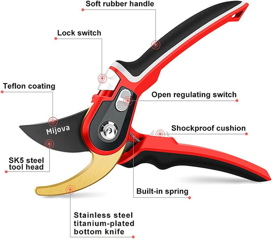 Garden Shears, Heavy Duty Garden Pruning Shears, Sharp Gardening Scissors