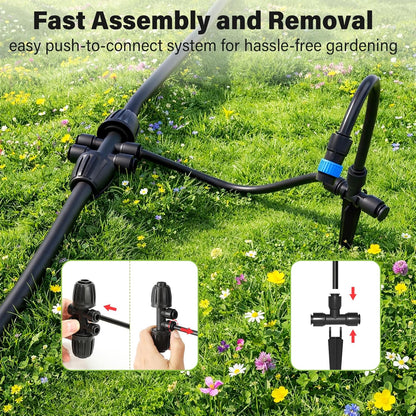 2026-Upgrade 360° Adjustable Drip Irrigation System Kit, 200FT Bendable Watering Misting System with 3 Spray Nozzle Types, 1/2"(50FT) & 1/4"(150FT) Tubing for Garden Raised Bed Lawn & Greenhouse