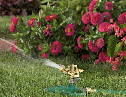Pulsating Impact Sprinkler with Metal Base - Up to 60’ Diameter Long Distance Spray for Large Yard/Garden/Large Areas - Adjustable Impact Sprinkler Head