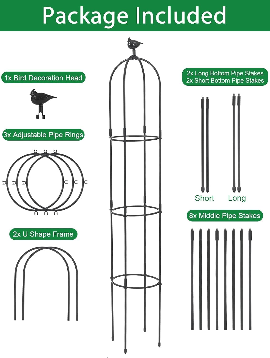 2PCS 6FT Obelisk Trellis for Climbing Plants, Garden Tower Trellis