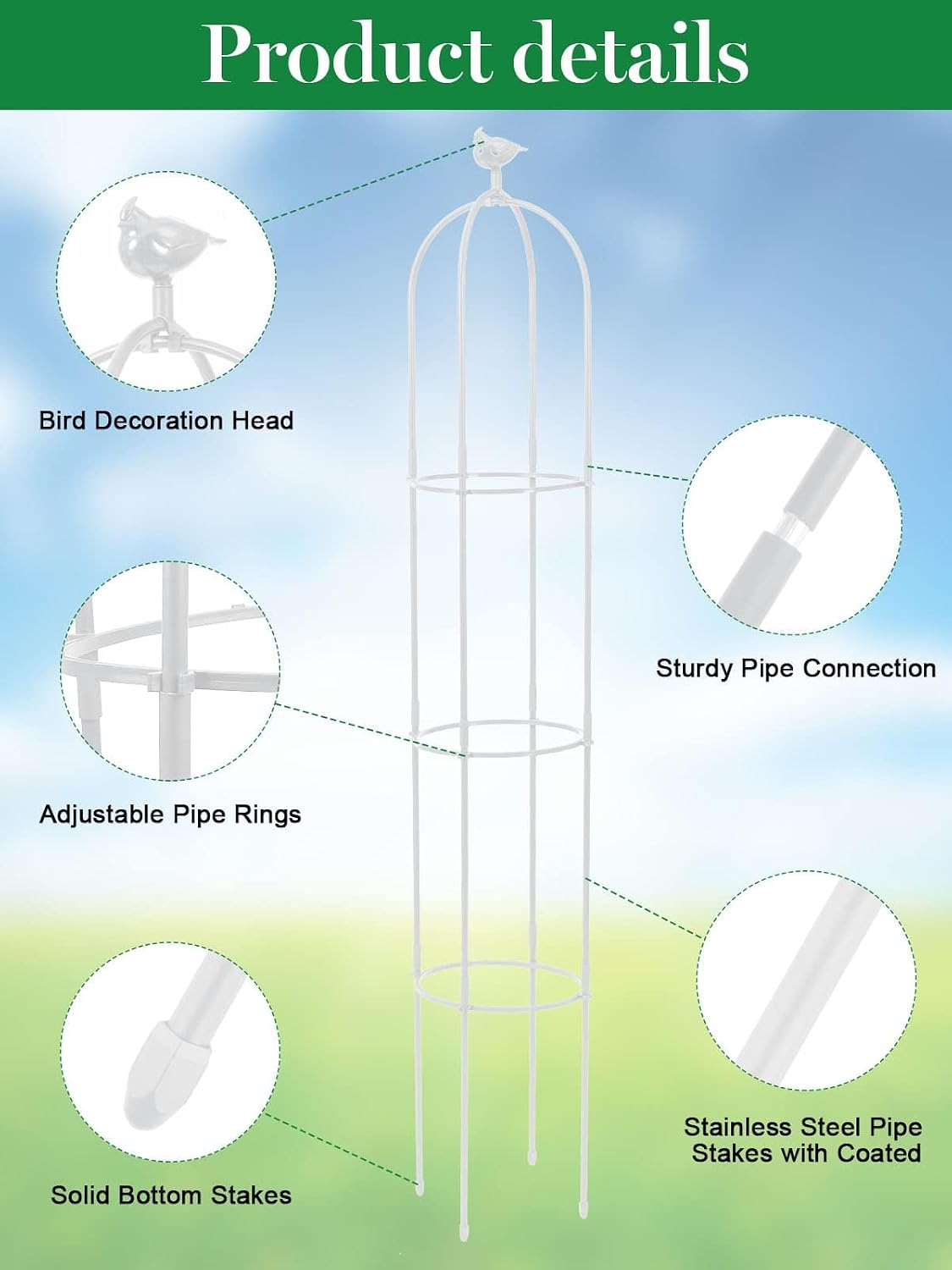 2PCS 6FT Obelisk Trellis for Climbing Plants, Garden Tower Trellis