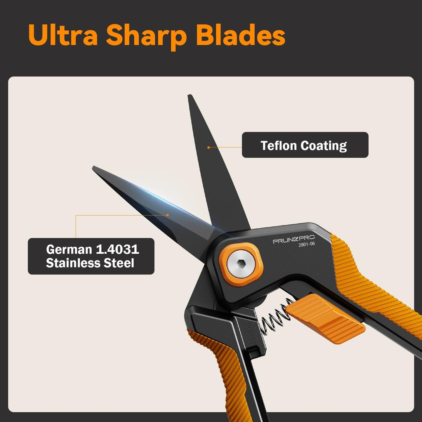 Garden Scissors Pruning Shears Sharp Stainless Steel Non-Stick Teflon Coating Blade for Precise Cuts Garden Snip Bonsai Clippers for Plants Rose Flower 3 Pack