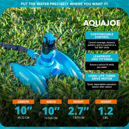 AJ-MSSBM 4-Pattern Sprinkler with 360-Degree Rotation and Metal Base, Up to 3,740-Square-Foot Coverage