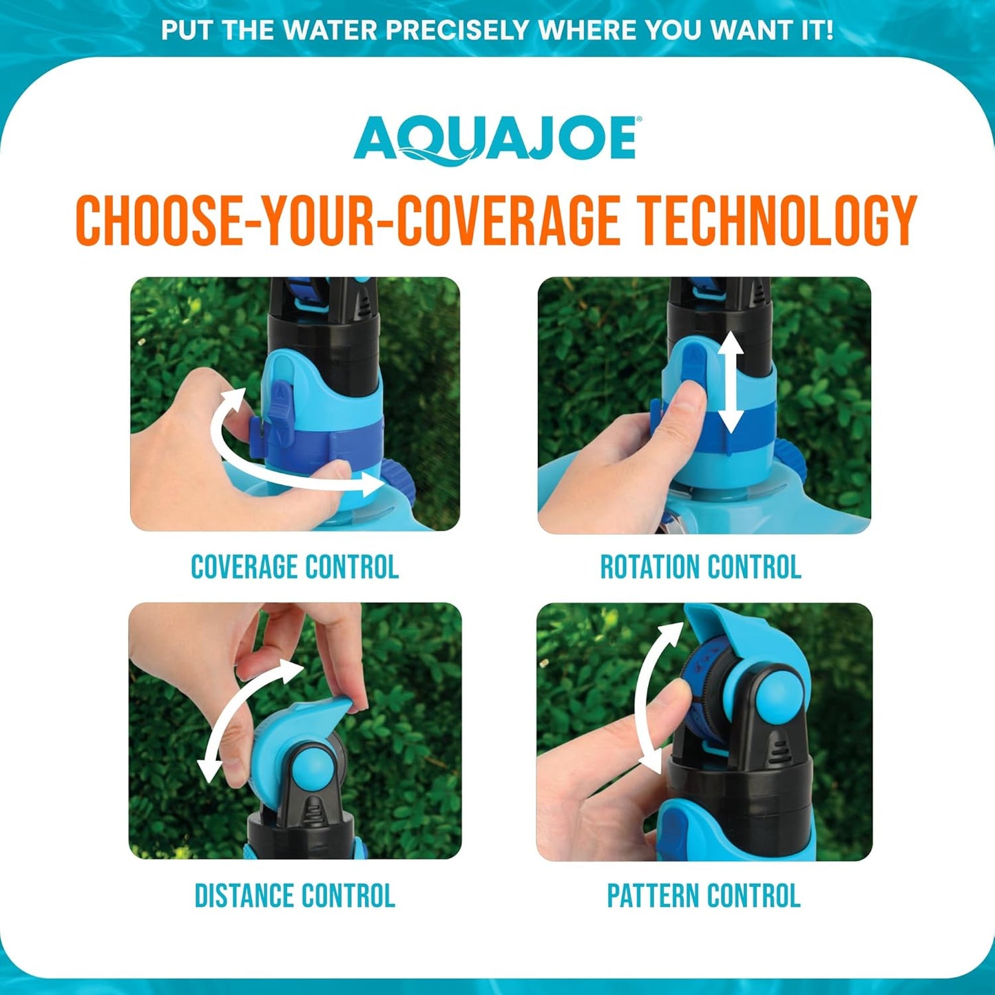 AJ-MSSBM 4-Pattern Sprinkler with 360-Degree Rotation and Metal Base, Up to 3,740-Square-Foot Coverage