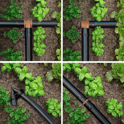 32 Pieces Drip Irrigation Fittings Kit: 1/2 Inch Drip Irrigation Tubing Set Includes 8 Couplings 8 Tees 6 Elbows 6 Plugs 2 Crosses 2 Valves for Sprinkler Systems