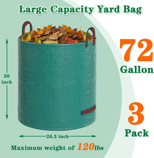 72 Gallon Reusable Yard Waste Bags, 3 Pack