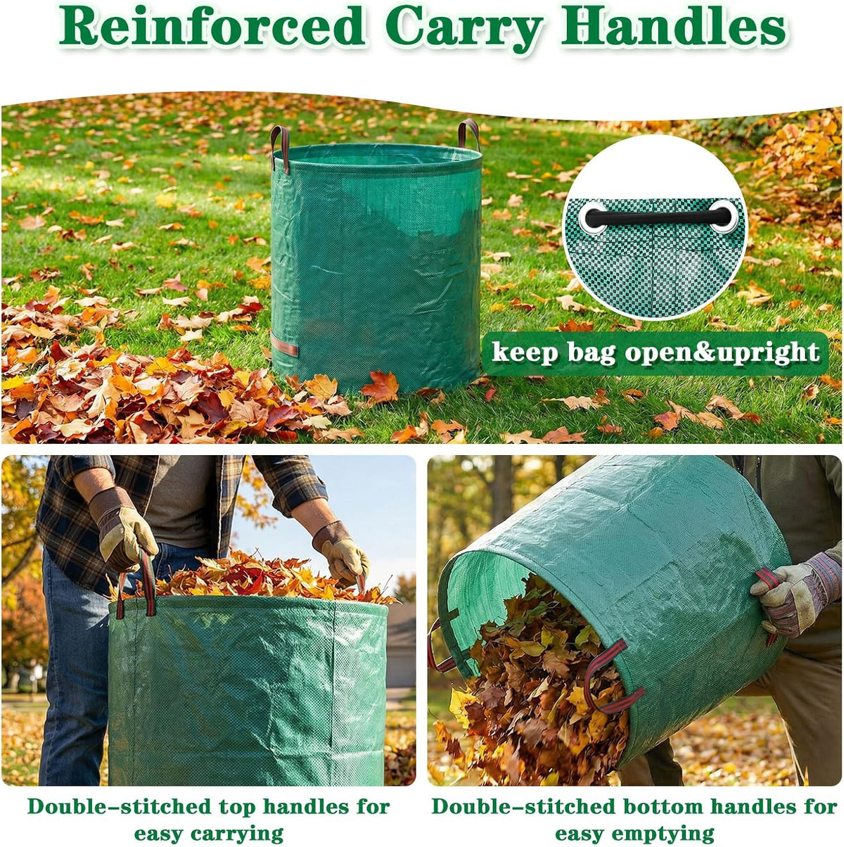 72 Gallon Reusable Yard Waste Bags, 3 Pack