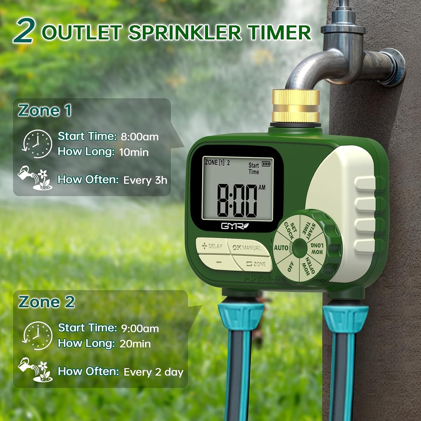 Hose Timers for Watering, Sprinkler Timer Outdoor with Brass Inlet