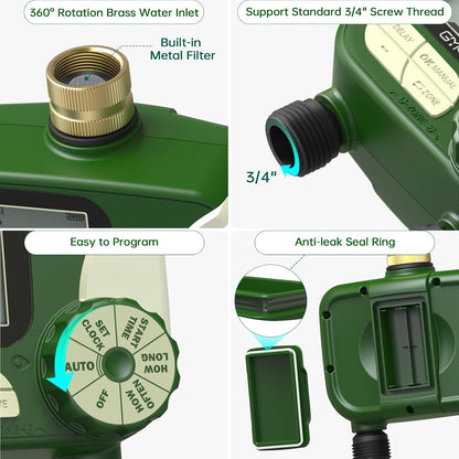 Hose Timers for Watering, Sprinkler Timer Outdoor with Brass Inlet