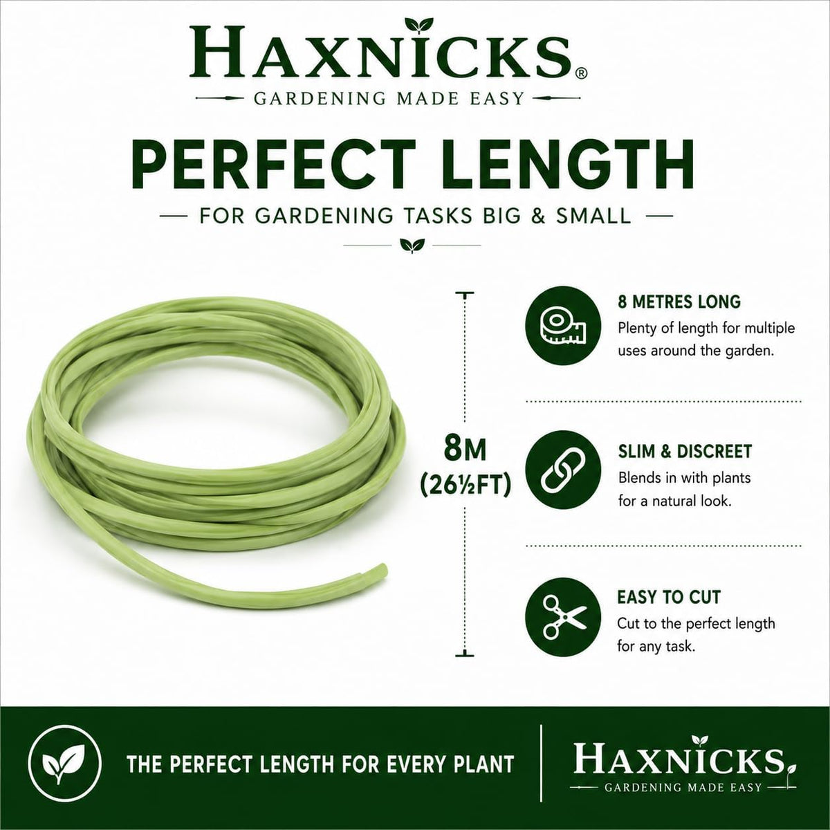Garden Twist Tie - Soft UV Stabilised, Rust Proof, Soft-Tree Tie - 26.3' - Rubber Compound/Galvanized Steel