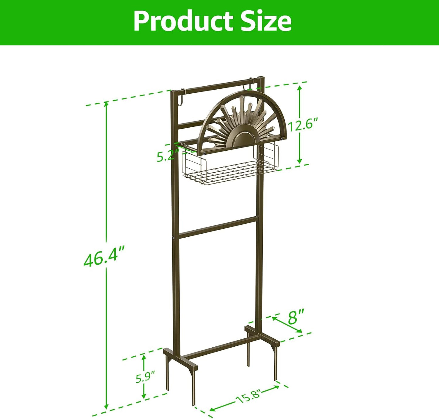 Garden Hose Reel Holder Stand Holds 150ft of 5/8 Hose with 2 Hooks