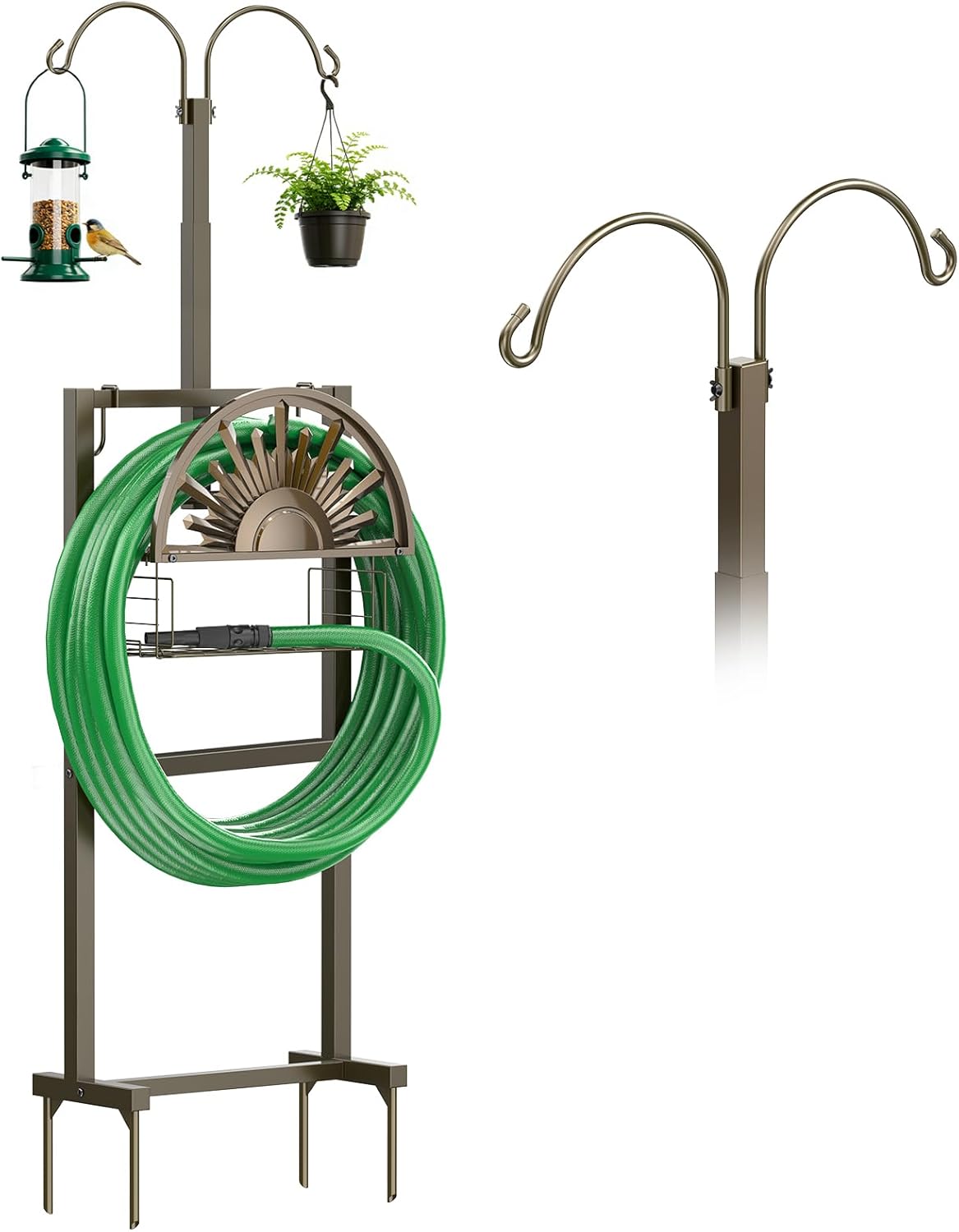 Garden Hose Reel Holder Stand Holds 150ft of 5/8 Hose with 2 Hooks