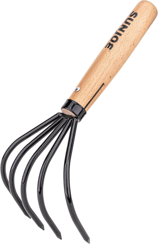 by Sun Joe NJP555 Kumade Gohondume 5 Tine Claw Rake and Cultivator 4.75-Inch Width, Japanese Carbon Stainless Steel Prongs