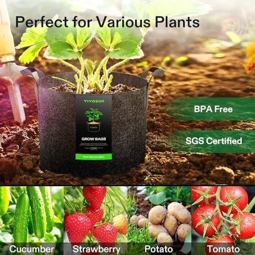5-Pack 15 Gallon Plant Grow Bags Fabric Pots with Handles