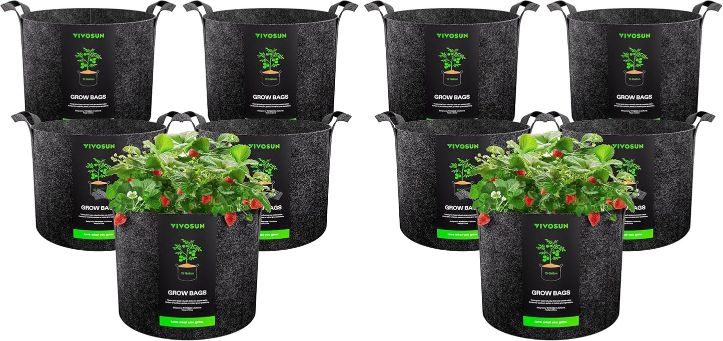5-Pack 15 Gallon Plant Grow Bags Fabric Pots with Handles